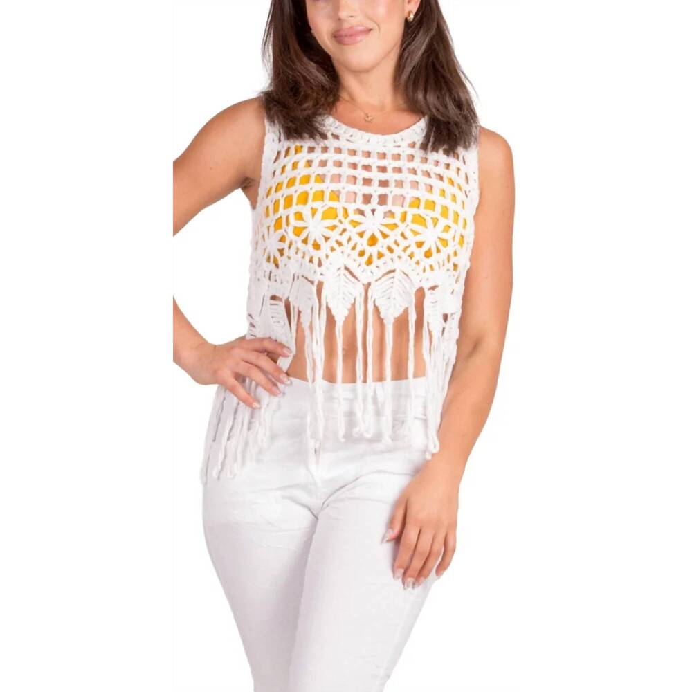 NEW GIGI MODA nikki crochet tank in white
